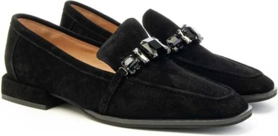 Alma en Pena Strass Ornament Suède Loafer Vrouwen Black Dames