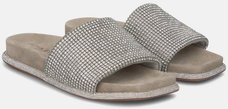 Alma en Pena Strass Strap Platte Sandaal Gray Dames