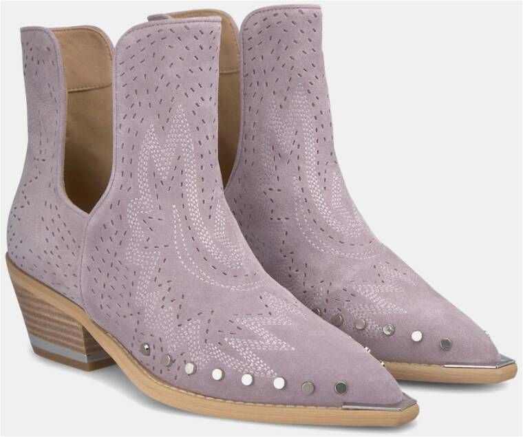 Alma en Pena Studded ankle boot with side openings Purple Dames