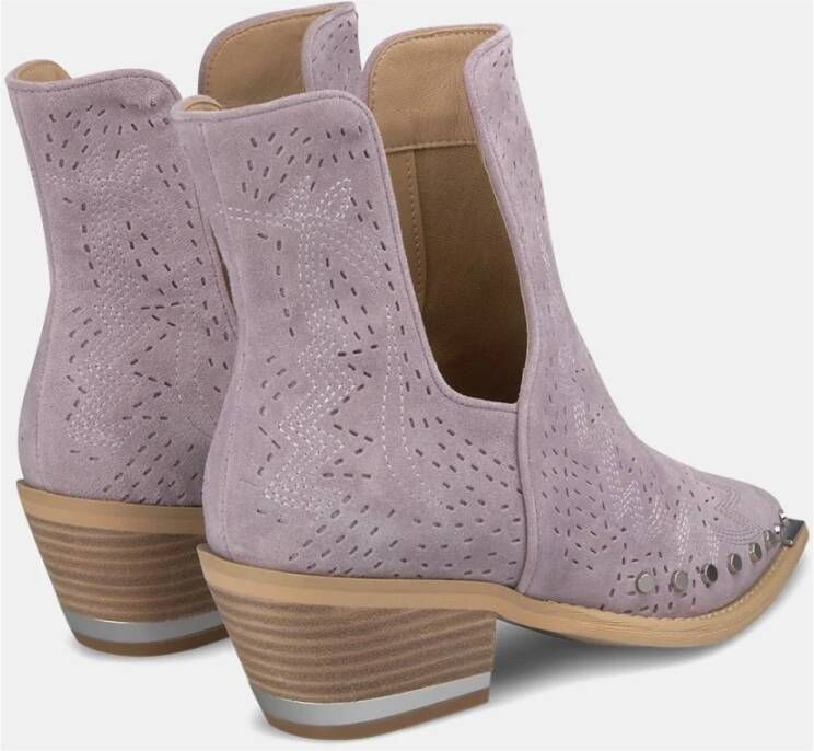 Alma en Pena Studded ankle boot with side openings Purple Dames