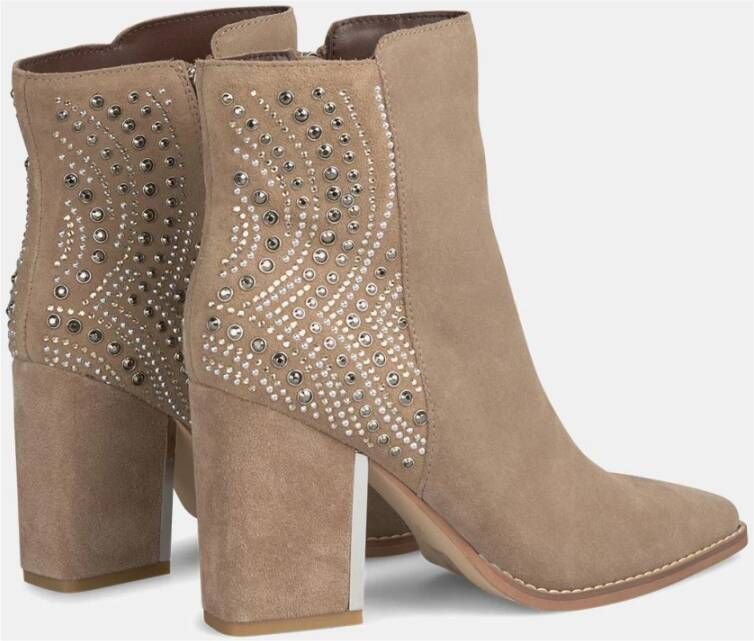 Alma en Pena Studded design bootie Beige Dames