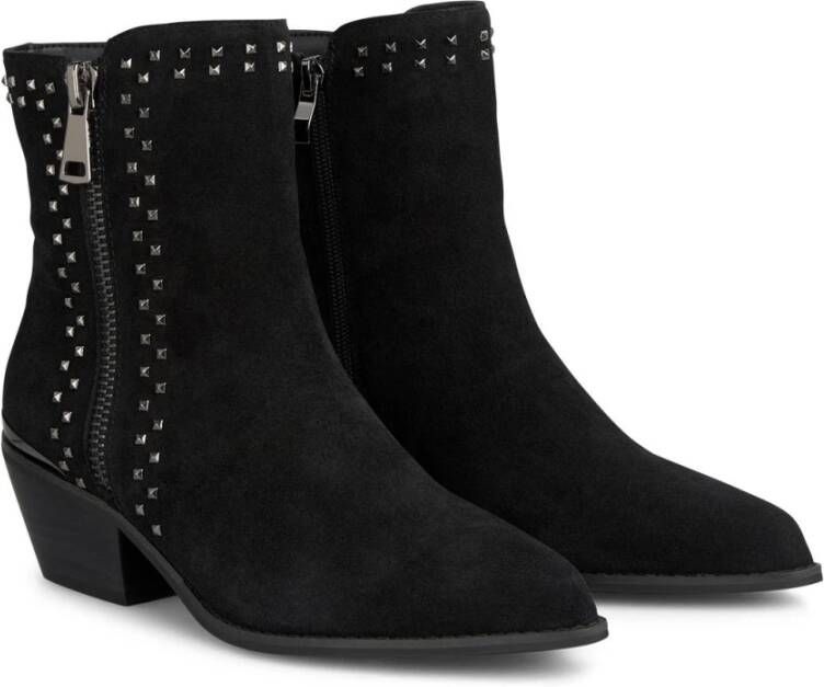 Alma en Pena Studded enkellaarsjes Black Dames