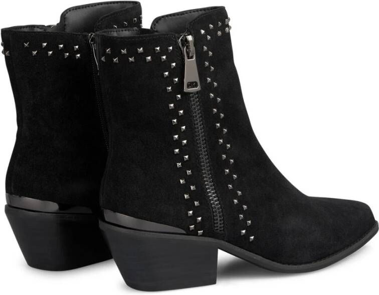 Alma en Pena Studded enkellaarsjes Black Dames