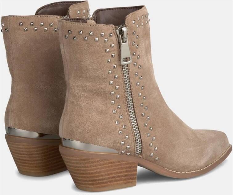 Alma en Pena Studded enkellaarzen Beige Dames