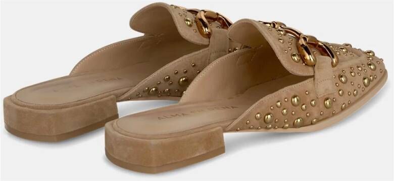 Alma en Pena Studded Flat Mules Brown Dames