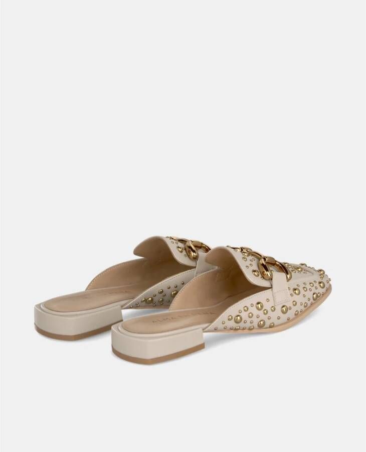 Alma en Pena Studded Flat Mules White Dames