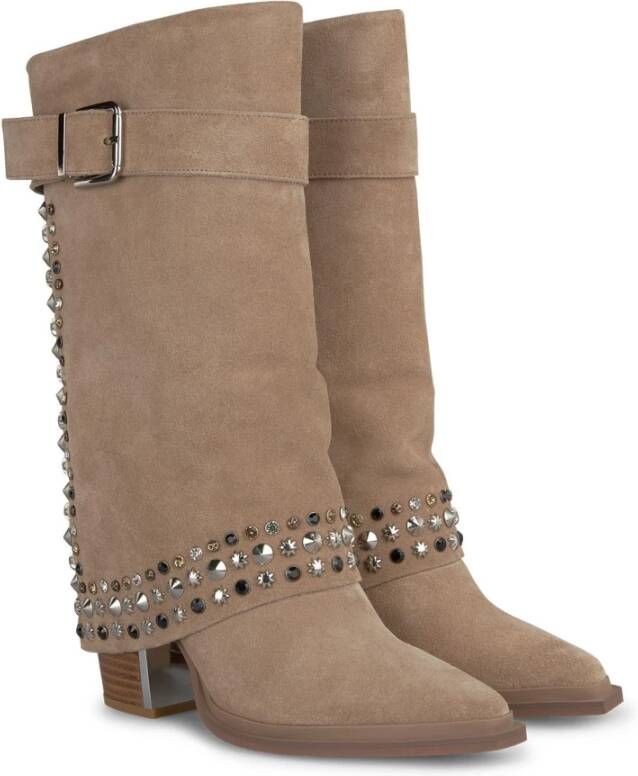 Alma en Pena Studded gaiter boot Brown Dames