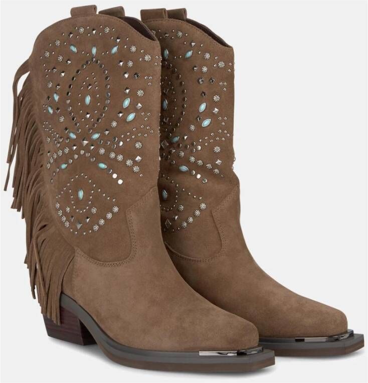 Alma en Pena Studded half-boot Brown Dames