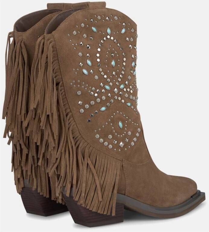 Alma en Pena Studded half-boot Brown Dames