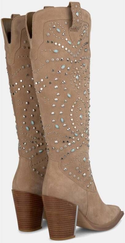 Alma en Pena Studded heeled boots Brown Dames