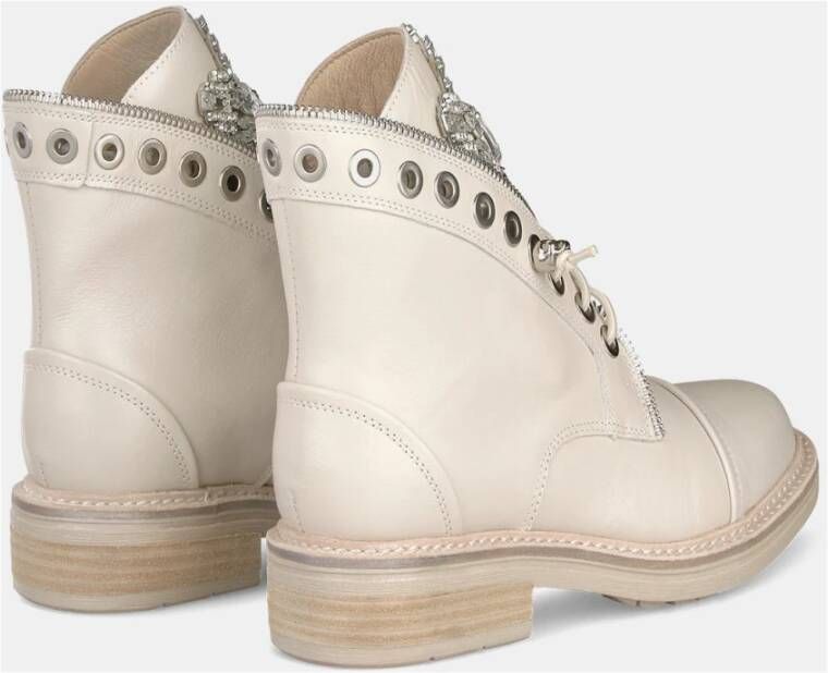 Alma en Pena Studded Lace-Up Ankle Boot White Dames