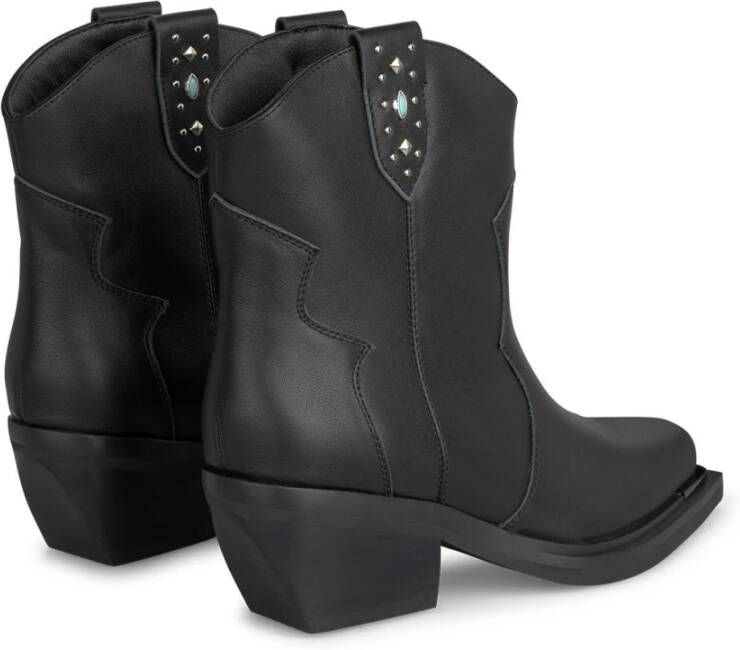 Alma en Pena Studded Leren Enkellaarzen Black Dames