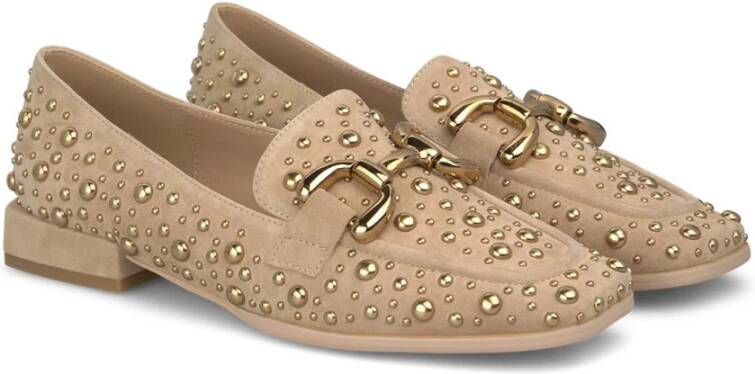 Alma en Pena Studded Leren Mocassin Beige Dames