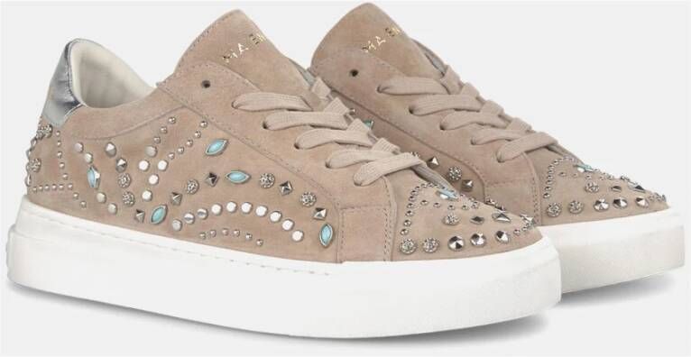 Alma en Pena Studded leren platform sneaker Beige Dames