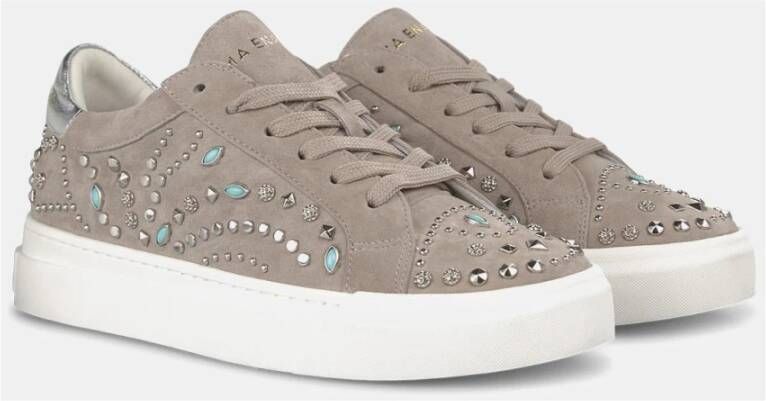 Alma en Pena Studded Leren Platform Sneaker Beige Dames