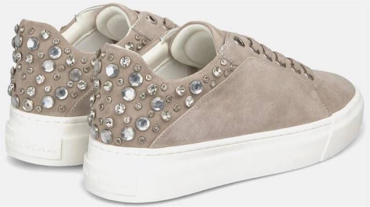 Alma en Pena Studded Leren Sneaker met Platform Beige Dames