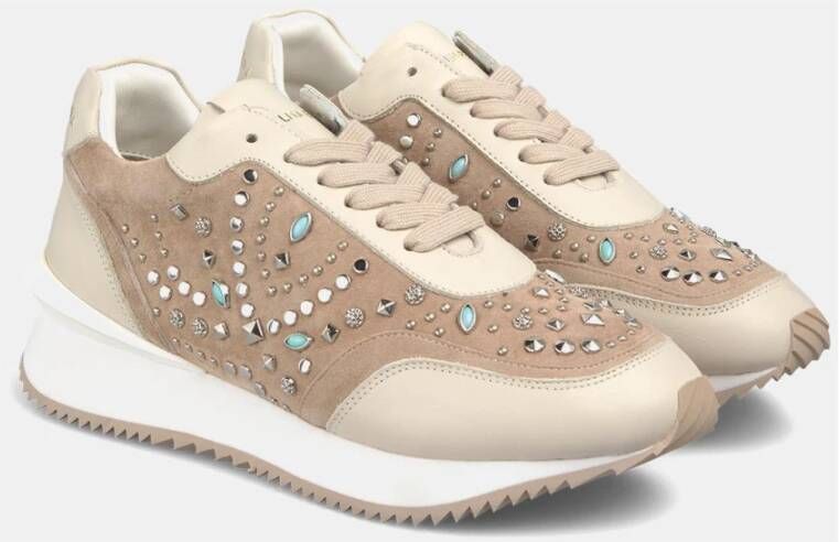 Alma en Pena Studded Platform Sneakers Beige Dames