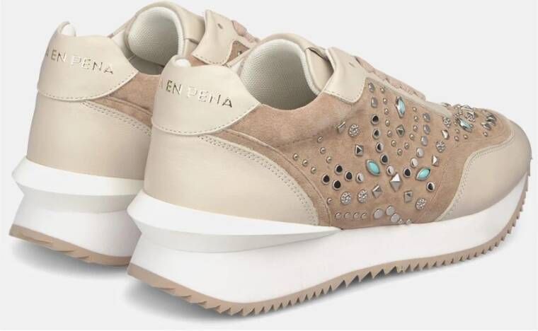 Alma en Pena Studded Platform Sneakers Beige Dames