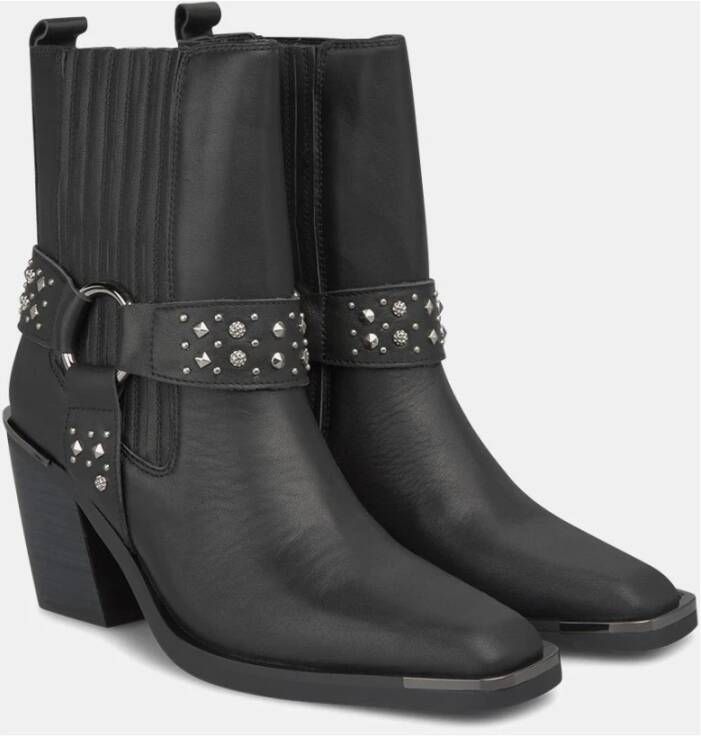 Alma en Pena Studded square toe ankle boot Black Dames