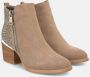 Alma en Pena Studded Zip Enkellaars Beige Dames - Thumbnail 2