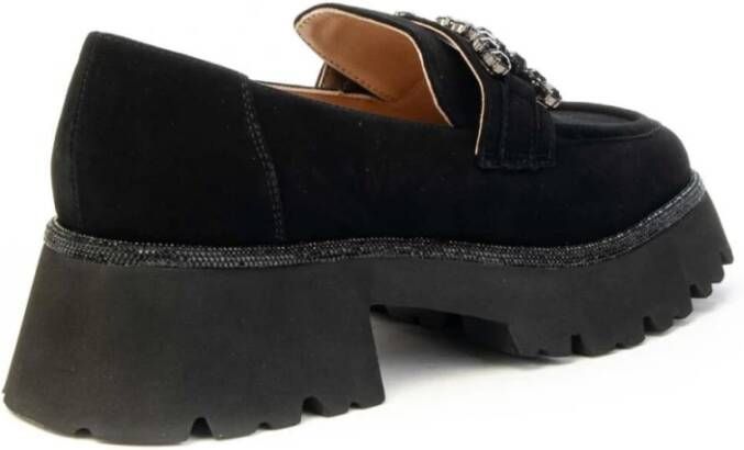 Alma en Pena Suède Juweel Mocassins Herfst Winter Collectie Black Dames