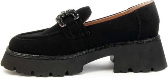 Alma en Pena Suède Juweel Mocassins Herfst Winter Collectie Black Dames