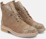 Alma en Pena Veters Glanzende Enkellaarzen Beige Dames - Thumbnail 2