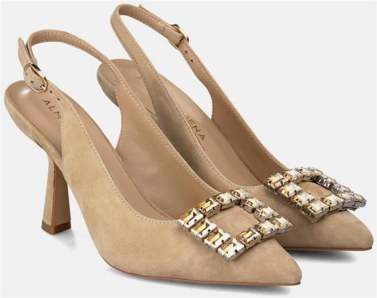 Alma en Pena Vierkante Broche Hak Schoen Beige Dames