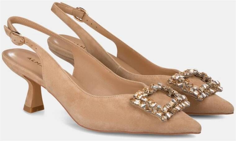 Alma en Pena Vierkante Broche Hak Schoen Beige Dames