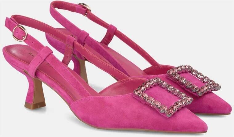 Alma en Pena Vierkante Broche Hakken Schoenen Pink Dames