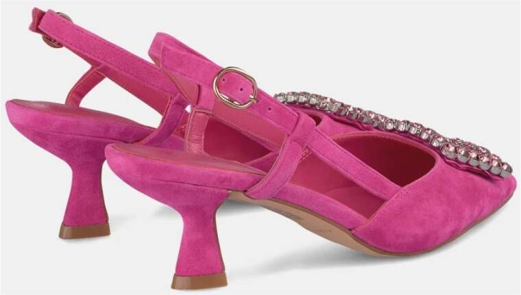 Alma en Pena Vierkante Broche Hakken Schoenen Pink Dames