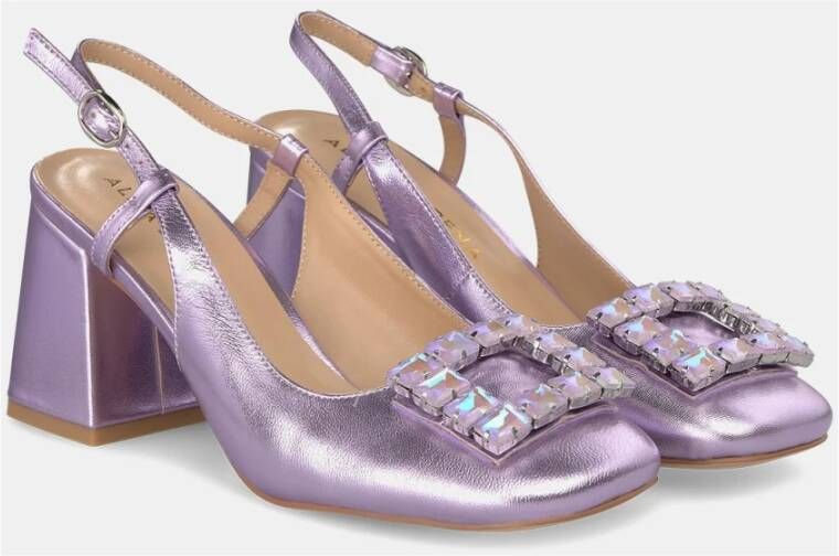 Alma en Pena Vierkante hak brogue schoen Purple Dames