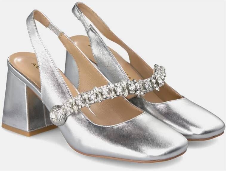 Alma en Pena Vierkante Hak Damesschoenen met Strass Detail Gray Dames