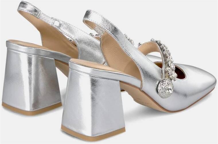 Alma en Pena Vierkante Hak Damesschoenen met Strass Detail Gray Dames