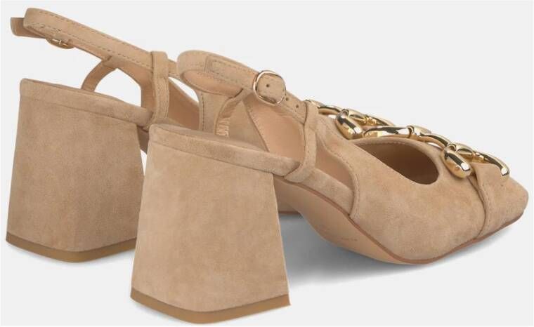 Alma en Pena Vierkante hak gesp schoen Beige Dames