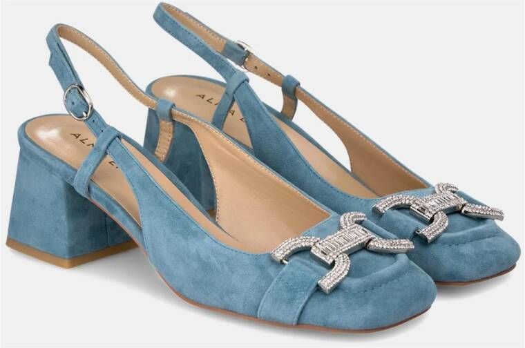 Alma en Pena Vierkante Hak Gesp Schoen Blue Dames