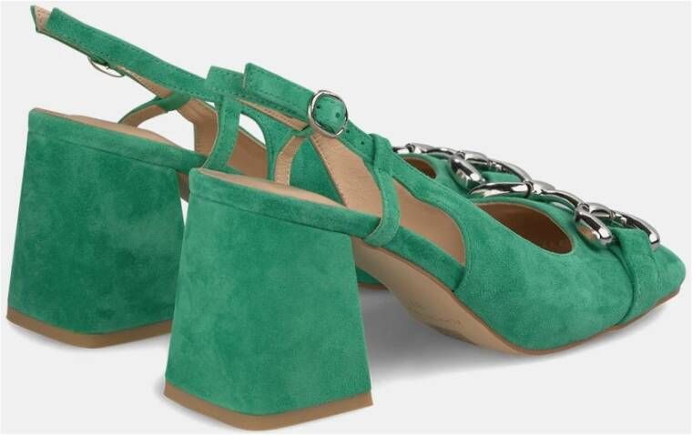 Alma en Pena Vierkante hak gesp schoen Green Dames