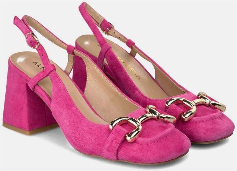 Alma en Pena Vierkante hak gesp schoen Pink Dames