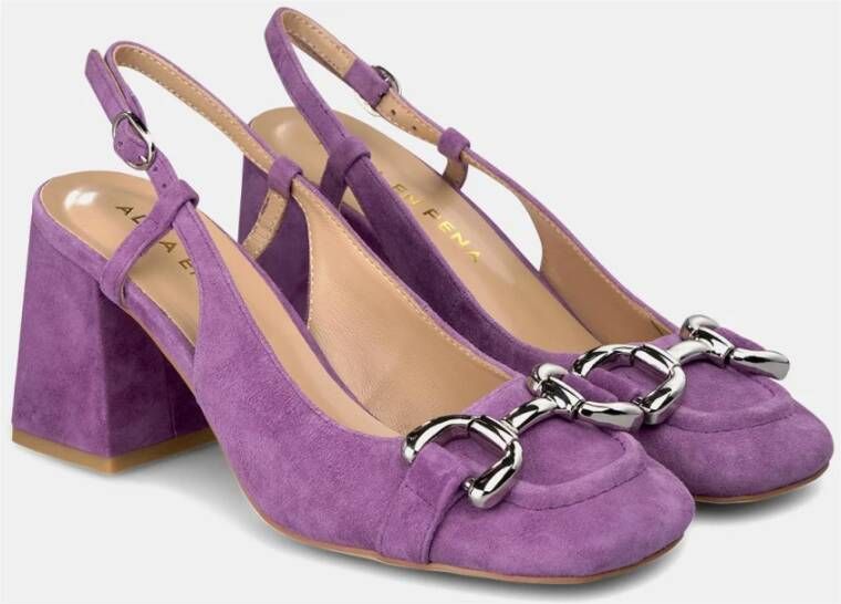 Alma en Pena Vierkante hak gesp schoen Purple Dames