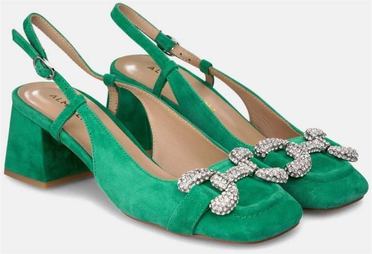 Alma en Pena Vierkante hak gesp schoenen Green Dames