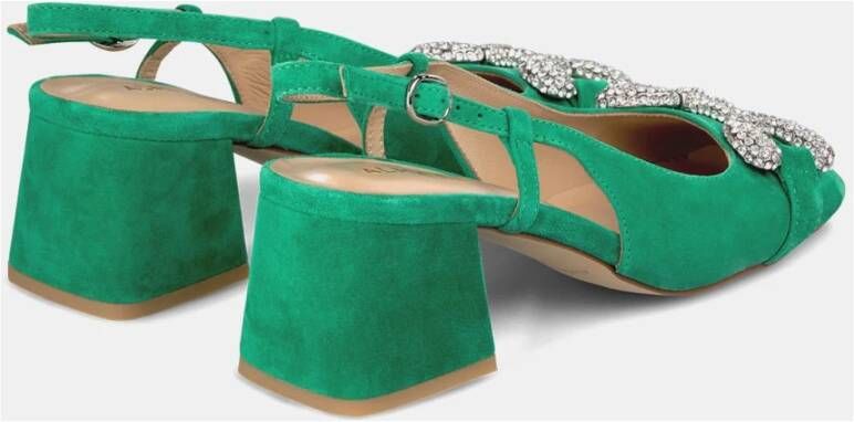 Alma en Pena Vierkante hak gesp schoenen Green Dames