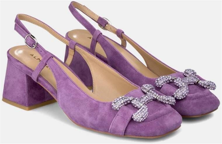 Alma en Pena Vierkante hak gesp schoenen Purple Dames