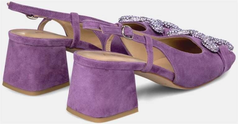 Alma en Pena Vierkante hak gesp schoenen Purple Dames