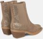 Alma en Pena Vierkante neus Glanzende Bootie met elastiek Beige Dames - Thumbnail 3