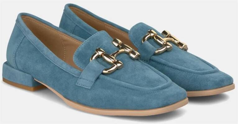 Alma en Pena Vierkante Neus Leren Loafer Blue Dames