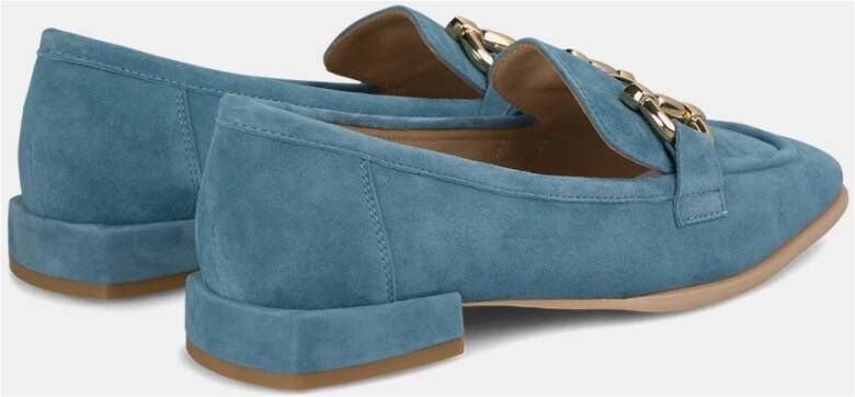 Alma en Pena Vierkante Neus Leren Loafer Blue Dames