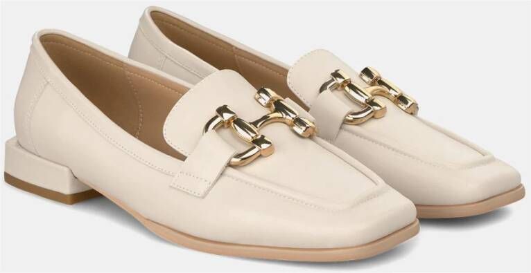 Alma en Pena Vierkante Neus Leren Loafer White Dames