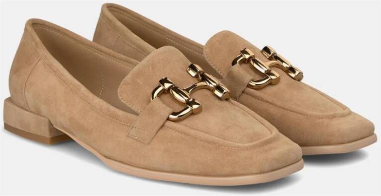 Alma en Pena Vierkante Neus Leren Loafers Brown Dames