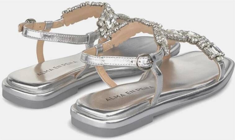 Alma en Pena Vierkante Neus Rhinestone Sandaal Gray Dames