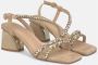 Alma en Pena Vierkante neus strass band sandaal Beige Dames - Thumbnail 2